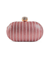 Glow pink sequins oval clutch by The Tan Clan with shimmering sequin design and elegant oval shape.