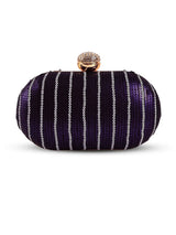 Glow purple sequins oval clutch by The Tan Clan with shimmering sequin details and elegant oval shape, perfect for evening occasions.