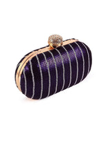 Glow purple sequins oval clutch bag by The Tan Clan with shimmering sequin detailing and sleek oval shape.