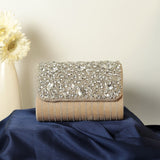 Grace Embellished Flap Over Bag by The Tan Clan, featuring decorative embellishments and a sleek flap closure.
