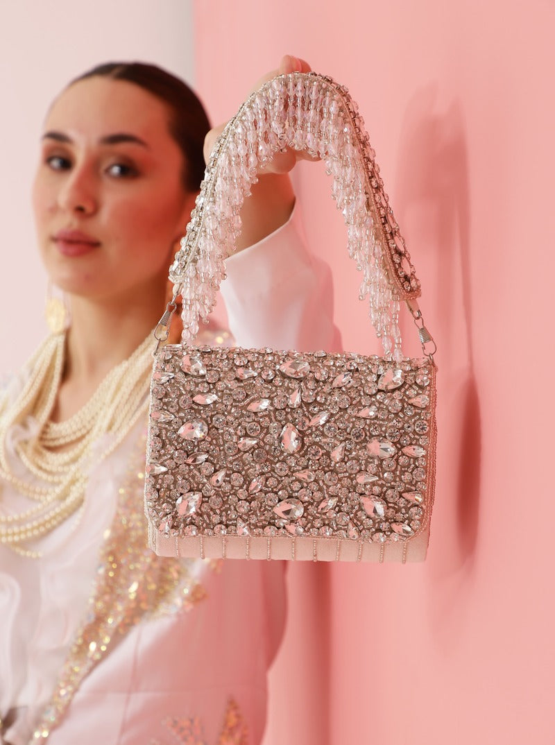 Grace Embellished Flap Over Bag by The Tan Clan featuring decorative embellishments and a stylish flap design.
