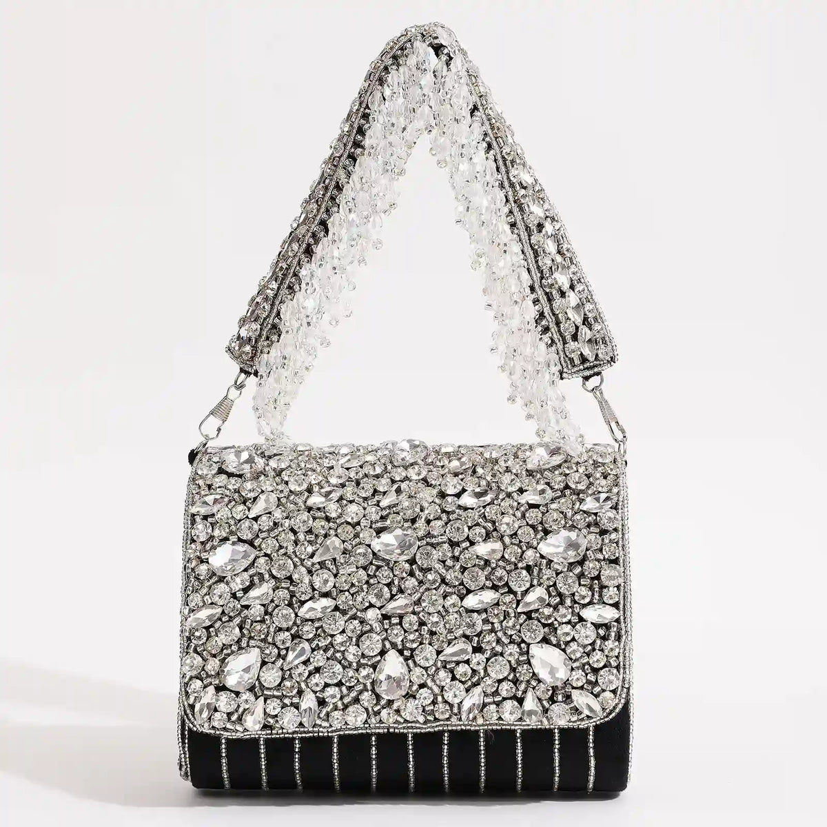 Grace Embellished Flap Over Bag by The Tan Clan featuring decorative embellishments and a sleek flap design.