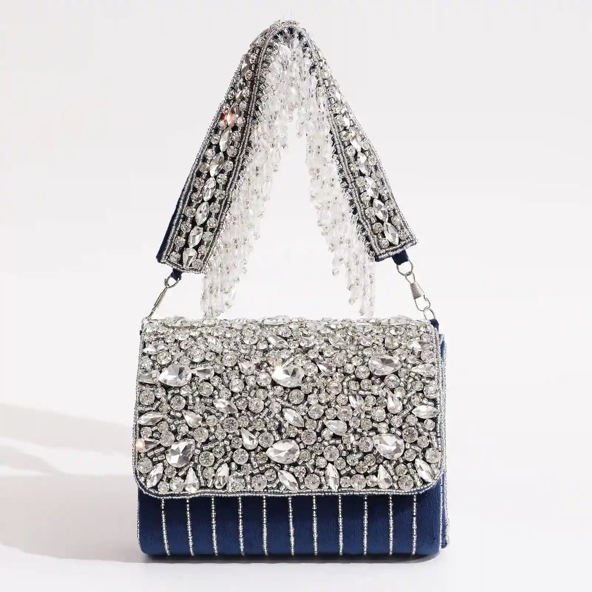 Grace Embellished Flap Over Bag by The Tan Clan, featuring decorative embellishments and a stylish flap-over design.