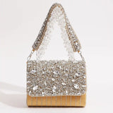 Grace Embellished Flap Over Bag by The Tan Clan, featuring decorative embellishments and a stylish flap closure.