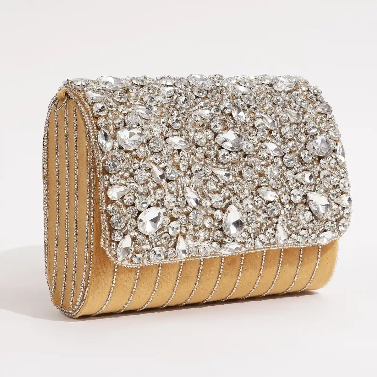 Grace Embellished Flap Over Bag by The Tan Clan, featuring decorative embellishments and a stylish flap closure.