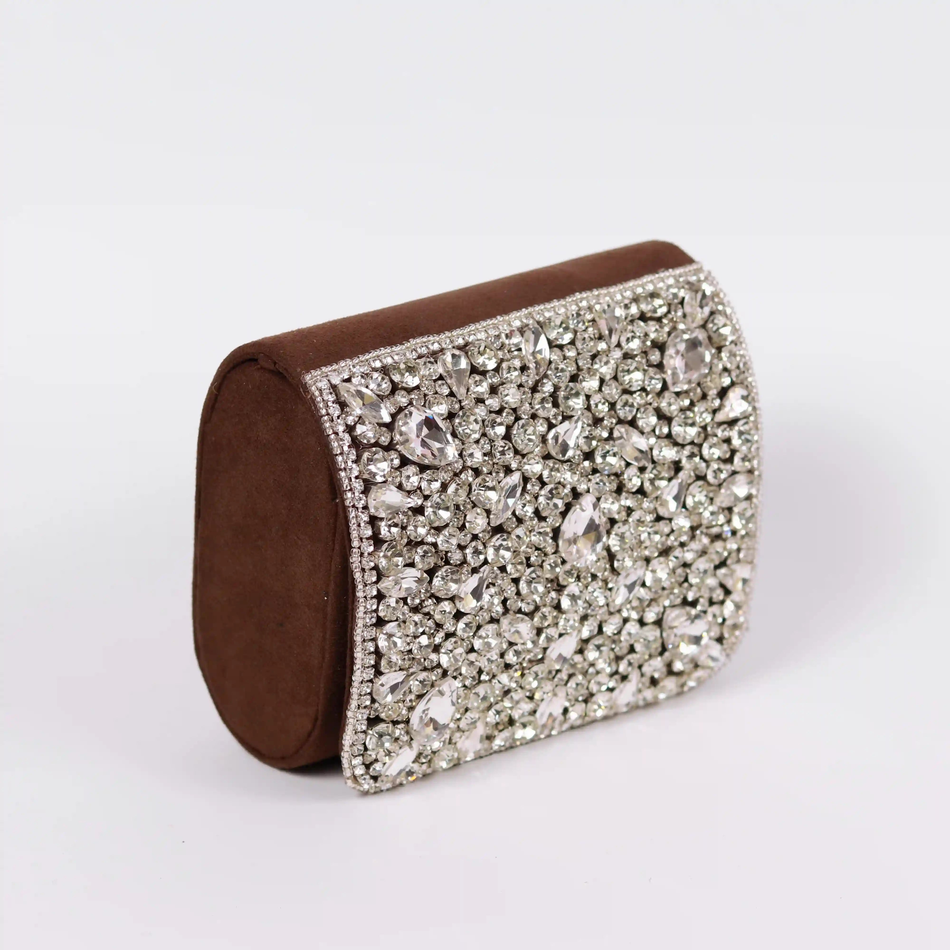 Brown Grace Mini Bag by The Tan Clan with embroidered handle and sleek design, perfect for stylish everyday use.