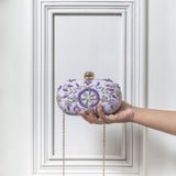 Gul Lilac hand-embroidered clutch purse by The Tan Clan featuring intricate embroidery and a compact, elegant design.