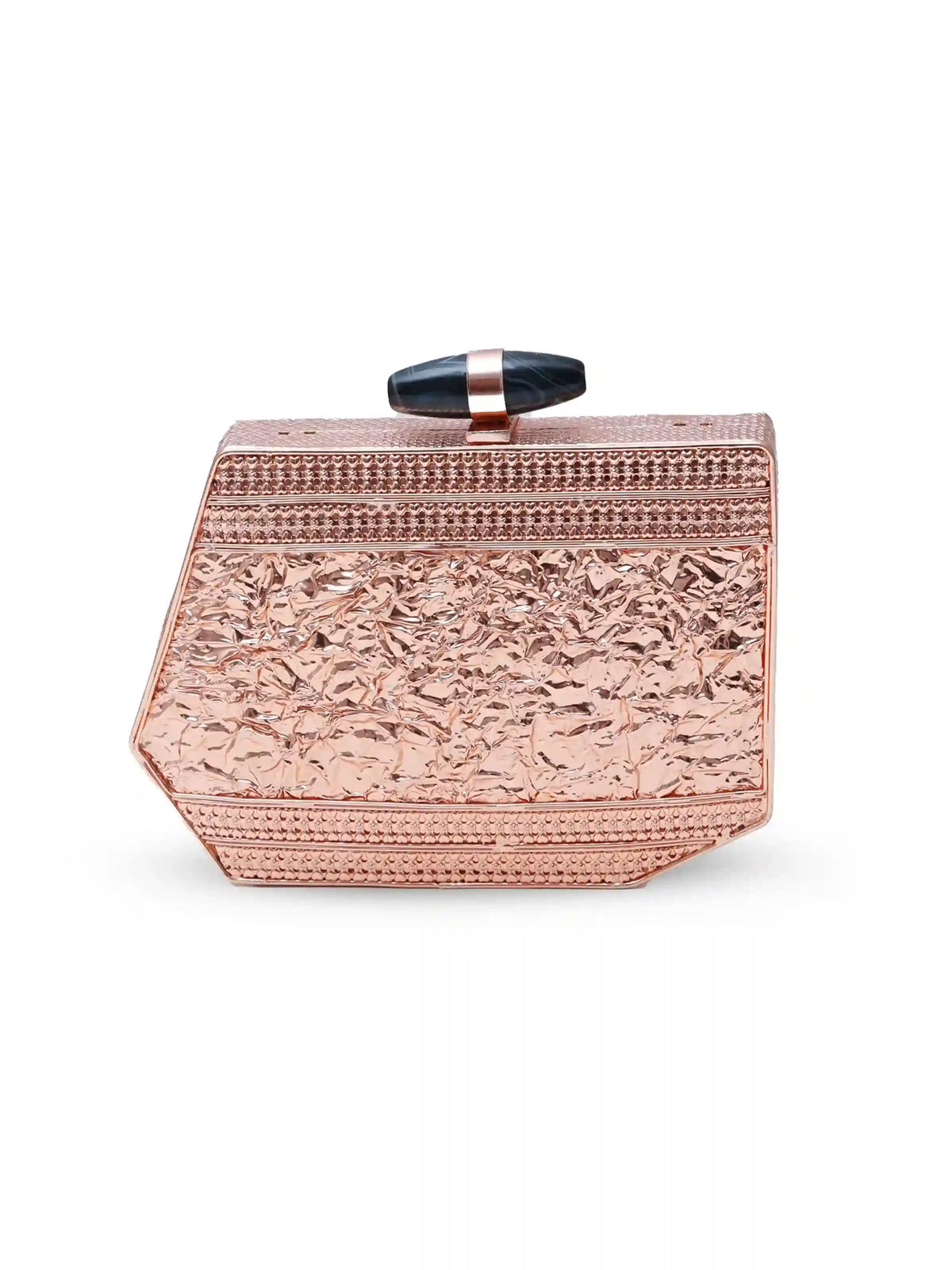 Elegant Hannah embellished mother of pearl clutch by The Tan Clan featuring intricate beadwork and a sleek, compact design.