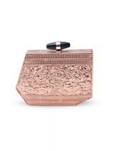 Elegant Hannah embellished mother of pearl clutch by The Tan Clan featuring intricate beadwork and a sleek, compact design.
