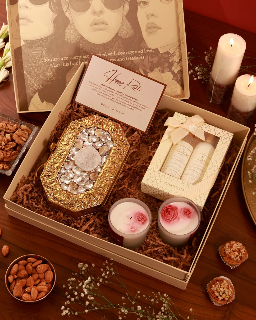 Her Pamper Hamper from The Tan Clan featuring luxurious skincare products and spa essentials in a stylish gift box.