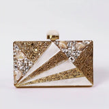 Iqra embellished mother of pearl clutch by The Tan Clan, featuring intricate detailing and a sleek, elegant design.