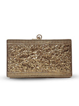 Isa Mother of Pearl Clutch by The Tan Clan, featuring iridescent mother of pearl surface and elegant design for evening occasions.