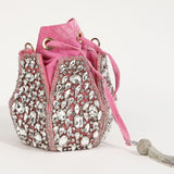 Jhalak Potli Bag with Handle by The Tan Clan, featuring traditional design and decorative embroidery, suitable for special occasions.