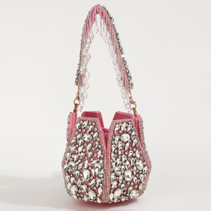 Tan Clan Jhalak Potli Bag with handle, featuring intricate embroidery and traditional design, perfect for festive occasions.