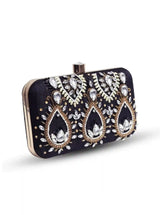Kalah Hand Embroidered Clutch by The Tan Clan featuring intricate embroidery and a compact, stylish design for evening use.