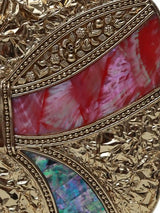 Naina Mother of Pearl Clutch by The Tan Clan featuring iridescent pearl design and elegant rectangular shape.