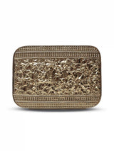 Naina Mother of Pearl Clutch by The Tan Clan with iridescent shell surface and elegant compact design.