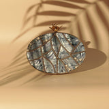 Nargis embellished mother of pearl clutch by The Tan Clan with intricate detailing and elegant design, perfect for evening occasions.