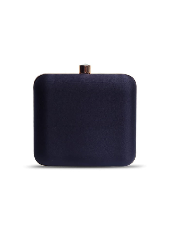 Nigah black square hand-embroidered butterfly clutch by The Tan Clan, featuring intricate embroidery and a sleek design.