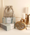 Noor Combo- Noor Mother of Pearl Clutch and Sharda Silver Potli Bag