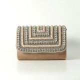 Nysa embellished flap-over clutch bag by The Tan Clan featuring sparkling details and a sleek design for elegant occasions.