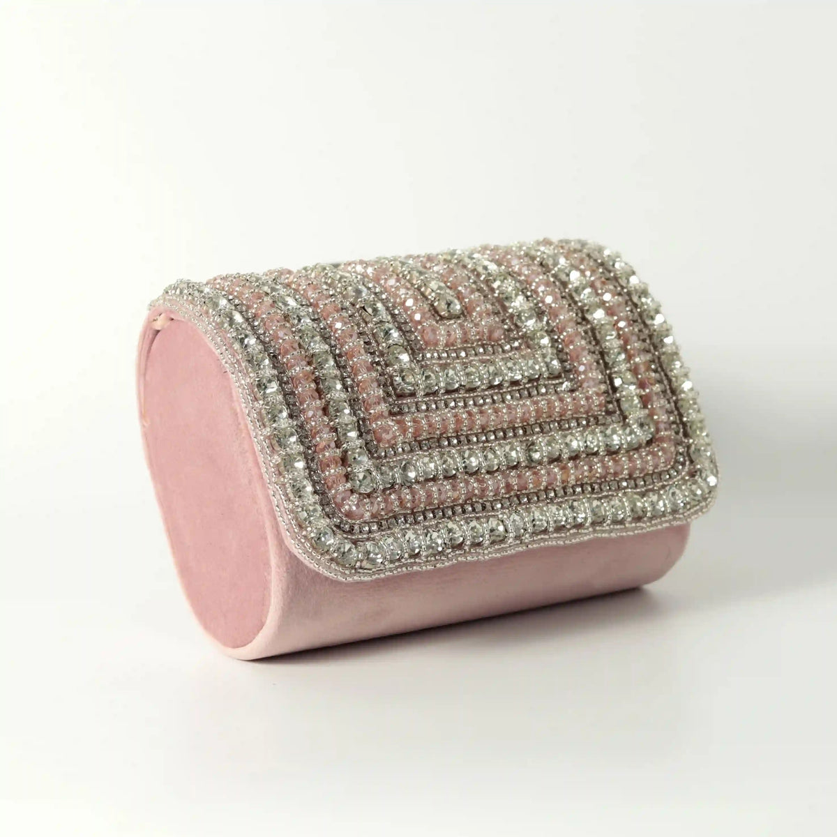 Nysa embellished flap-over clutch bag by The Tan Clan with decorative details and compact design for evening accessories.