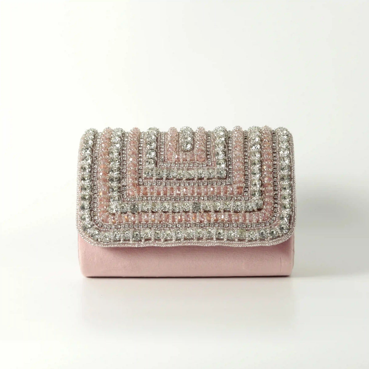 Nysa Embellished Flap Over Clutch Bag by The Tan Clan, featuring decorative embellishments and a sleek flap closure.