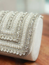 Nysa white mini bag by The Tan Clan with embroidered handle and compact design, perfect for stylish everyday use