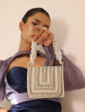 Nysa White Mini Bag with Embroidered Handle