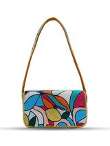 Multicolor Poppy Baguette Bag with Handle by The Tan Clan, featuring vibrant design and compact, stylish shape.