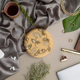 Hand-embroidered Rashida clutch bag by The Tan Clan, featuring intricate embroidery and a compact, stylish design.