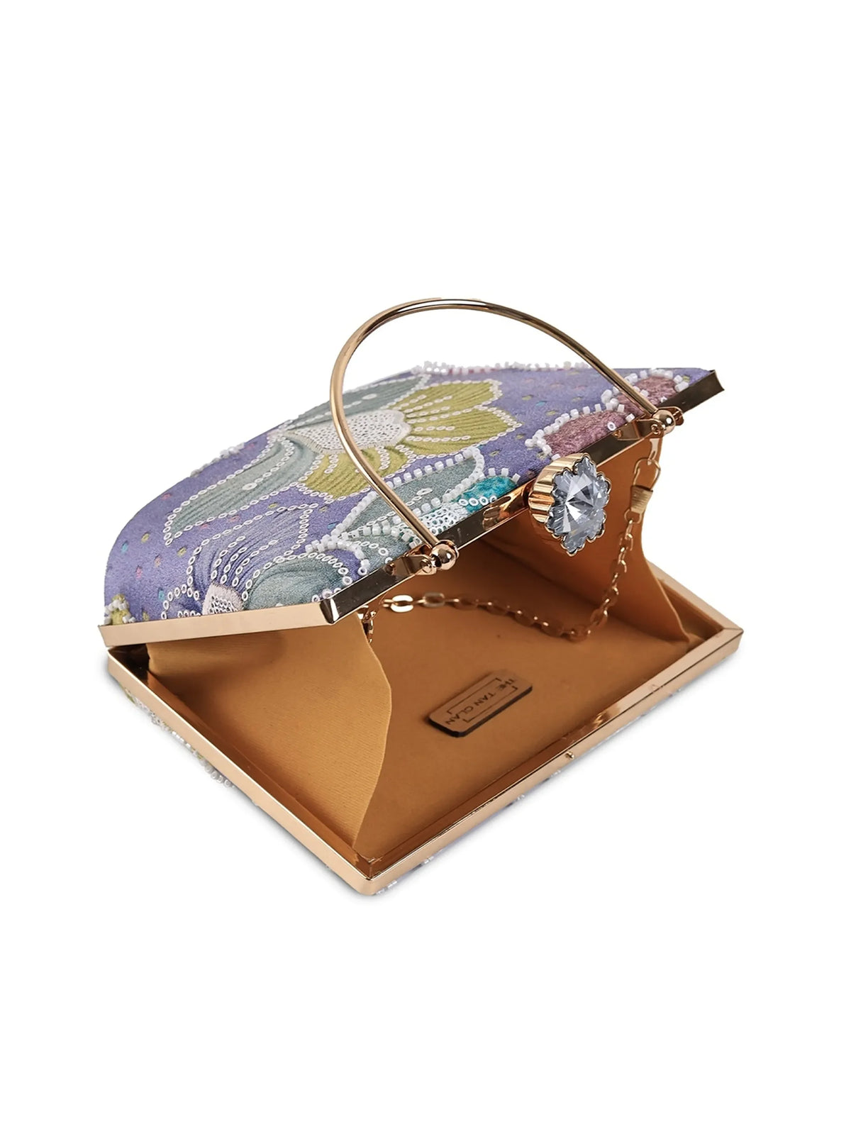 Riveria Multicolor Casket Clutch by The Tan Clan with vibrant multicolor design and compact, elegant shape.