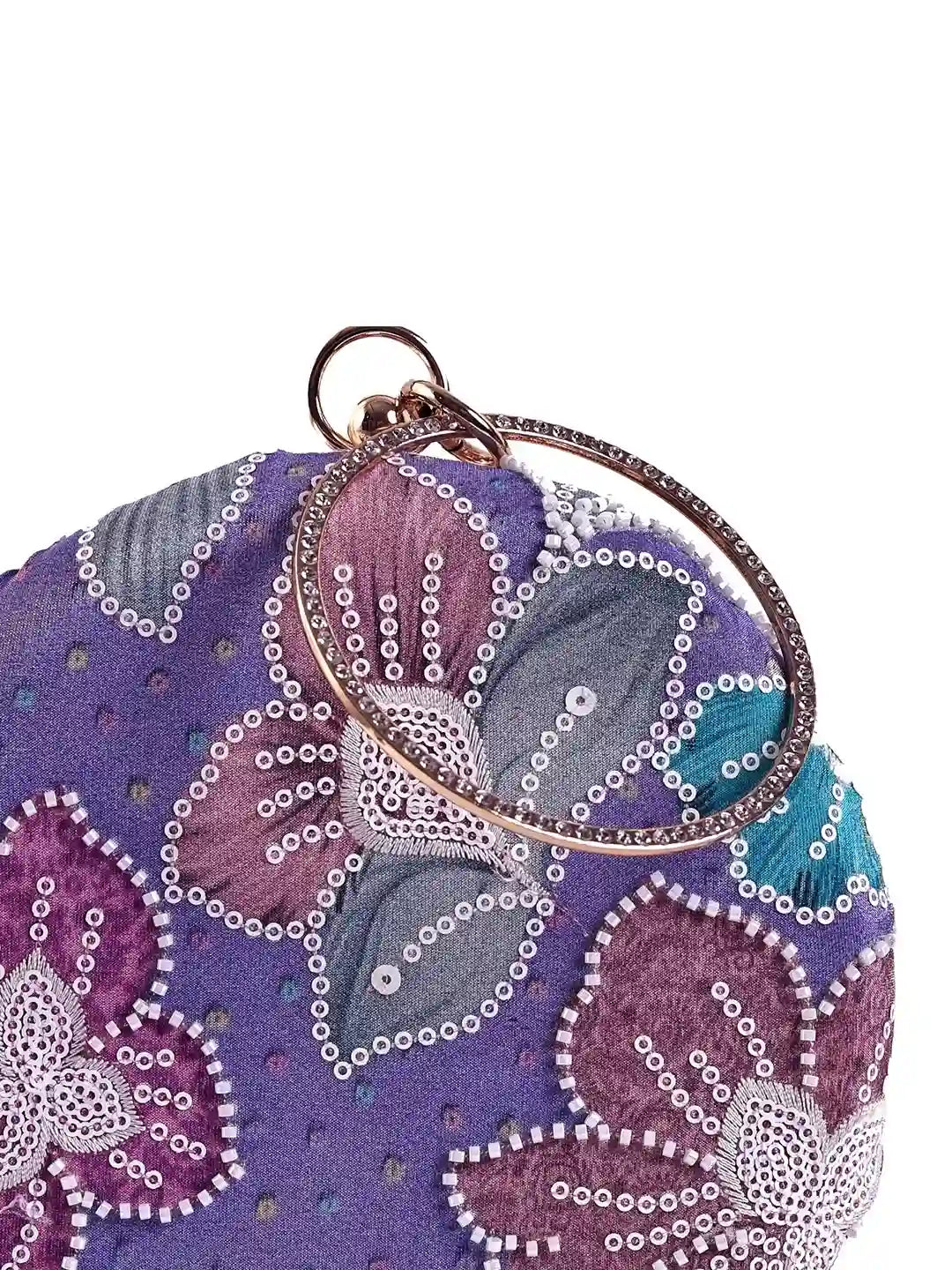 Riveria multicolor round clutch bag by The Tan Clan featuring vibrant, multicolor design and compact, stylish shape.