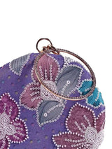 Riveria multicolor round clutch bag by The Tan Clan featuring vibrant, multicolor design and compact, stylish shape.