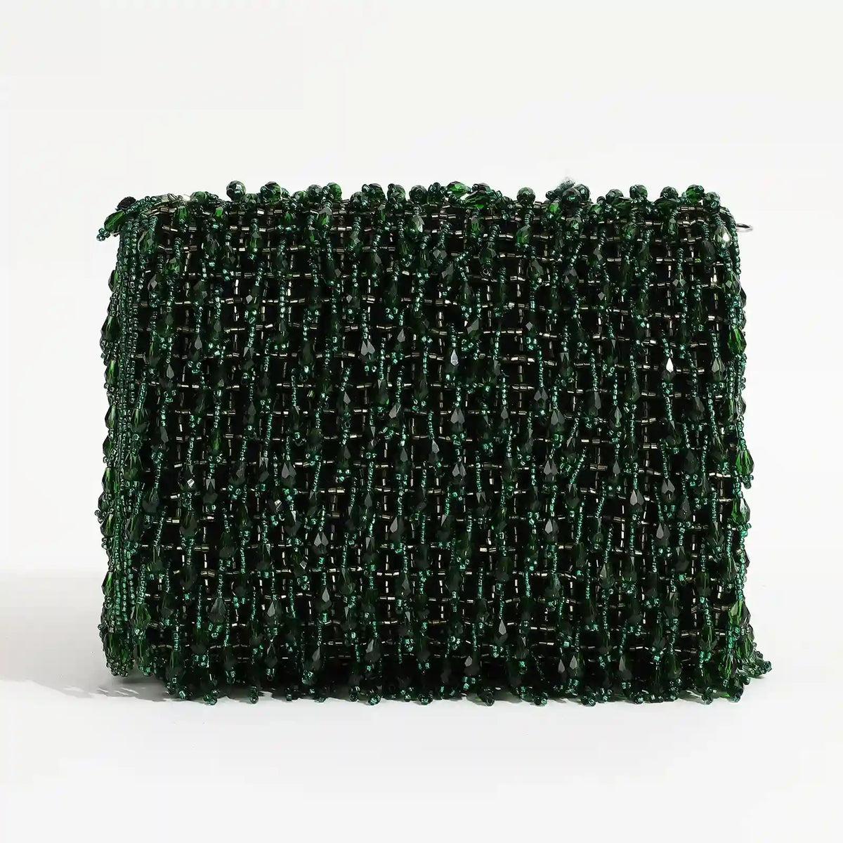 Rosa beaded flap-over clutch bag by The Tan Clan featuring intricate beadwork and a sleek design for elegant occasions.