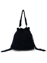 Rosa black potli bag with handle from The Tan Clan, featuring traditional design and elegant fabric for stylish occasions.