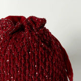 Red Rosa Potli Bag with Handle by The Tan Clan, featuring traditional design and compact size for stylish carrying.