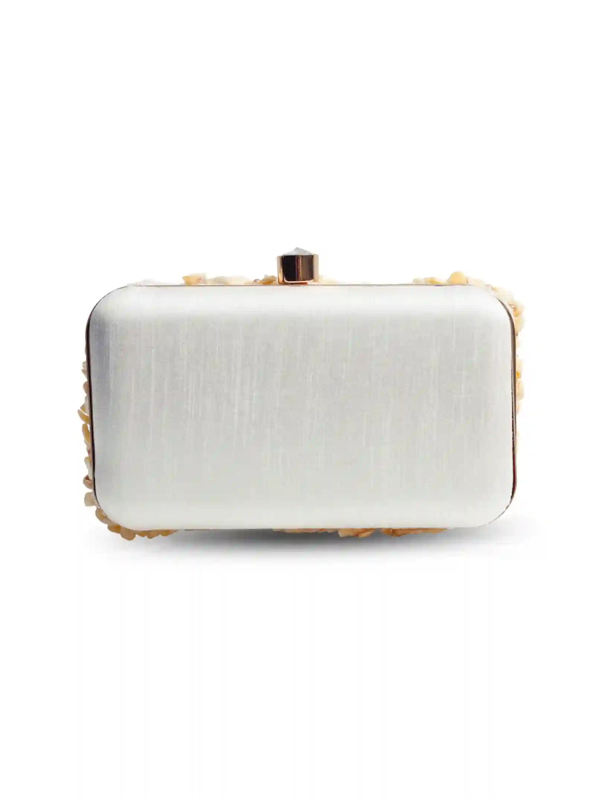 Saliha hand embroidered clutch bag by The Tan Clan featuring intricate embroidery and a stylish, compact design.