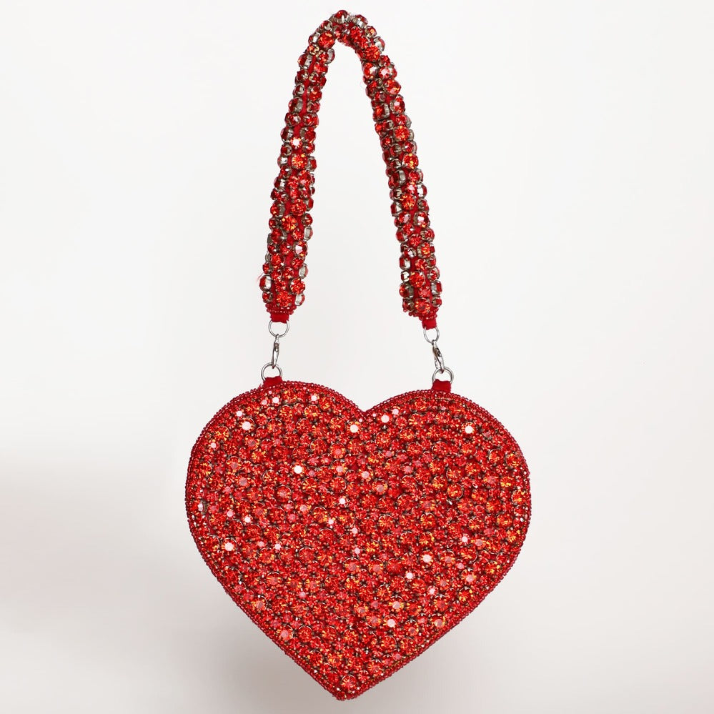 Scarlett Mini Heart Bag by The Tan Clan, stylish compact bag with a heart-shaped design and adjustable strap.