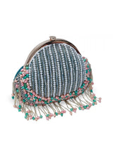 Sona Pearl Tasselled Batua with Detachable Handle by The Tan Clan, featuring pearl embellishments and tassel detailing.