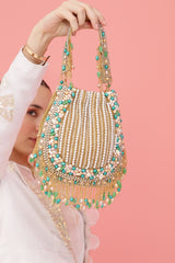 Sona Potli Bag with Handle by The Tan Clan, featuring traditional embroidery and a stylish design.