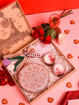 Soul-Care gift set by THE TAN CLAN featuring an Ariba clutch, a candle, and a flower in a set of three.