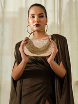 Stella Mother of Pearl Clutch by The Tan Clan featuring iridescent pearl surface and elegant rectangular design.