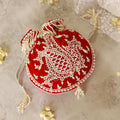 Sukoon Hand Embroidered Potli with Pearl Handle - Red