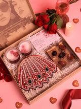 Sweet Candle Gift Set by THE TAN CLAN featuring a Frida clutch, candle, and chocolates in a set of three.