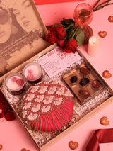 Sweet Candle Gift Set by THE TAN CLAN featuring an Irsa clutch, candles, and chocolates in a set of three.