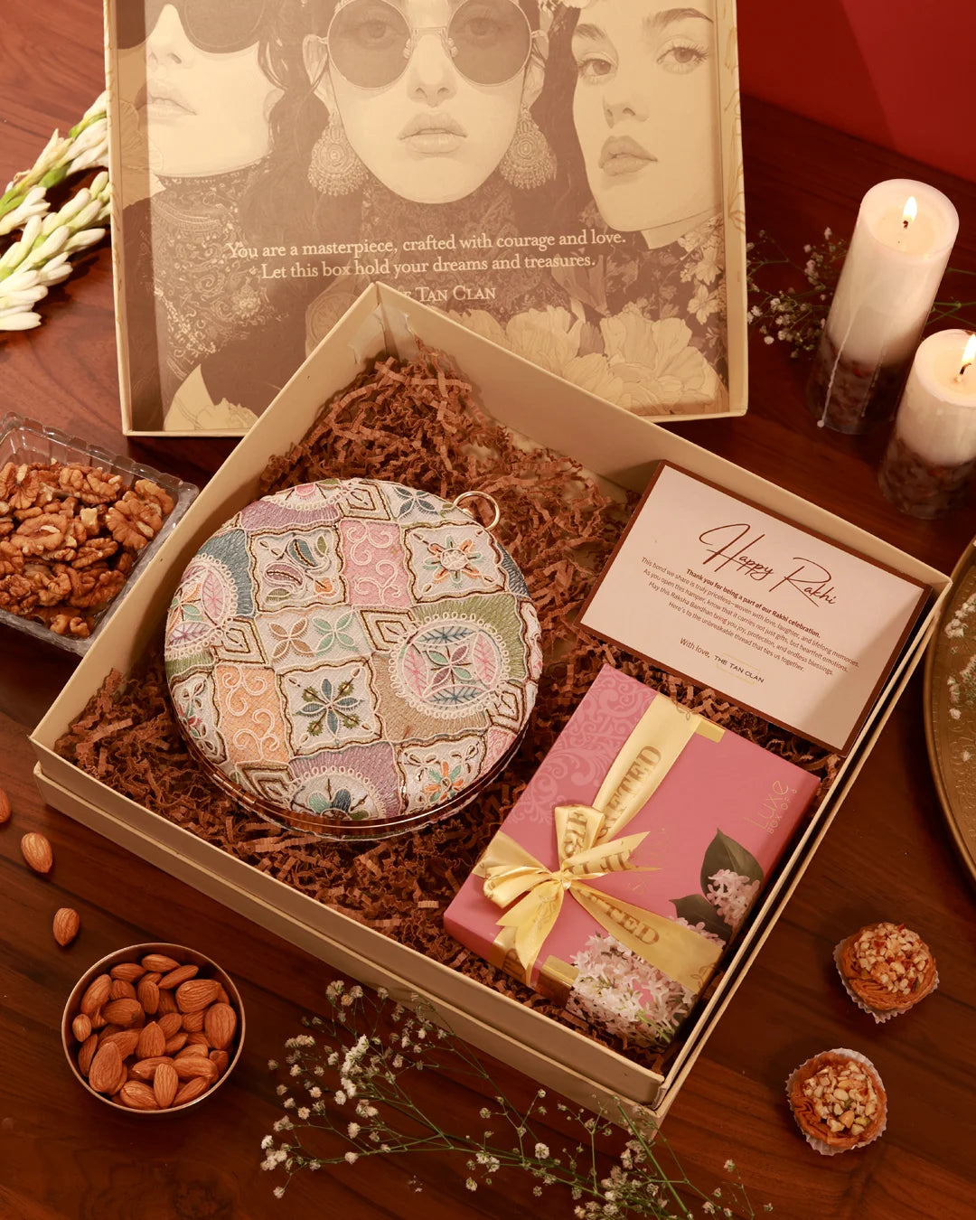 Sweet Treat Hamper Mughal by The Tan Clan featuring assorted sweets and elegant packaging for gifting or indulgence.