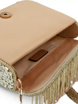 Sylvie Gold Flap Over Bag from The Tan Clan featuring a sleek flap design and elegant gold accents.