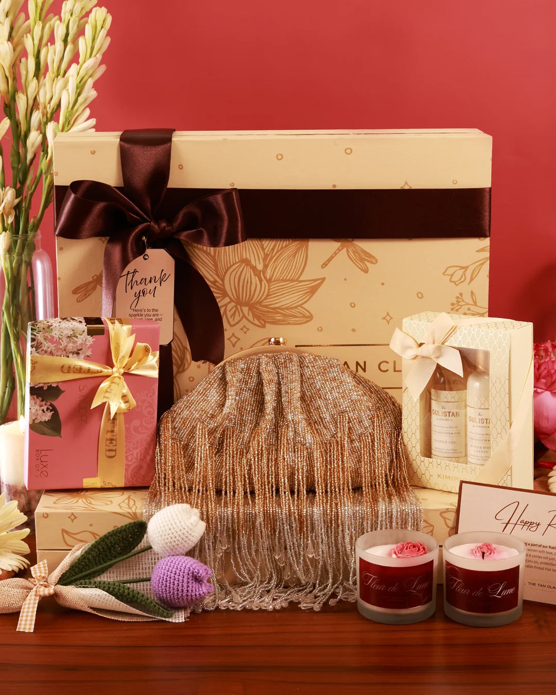Luxurious The Luxe Affair Hamper - Amour by The Tan Clan featuring elegant packaging and premium contents in a sophisticated gift set.