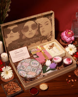 Elegant luxury hamper from The Tan Clan's The Luxe Affair Mughal collection, featuring assorted curated items in a stylish package.